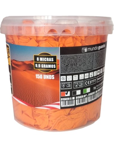 Guante desechable nitrilo dune naranja talla m cubo 150u de mundo guante