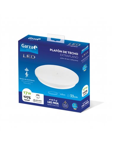 Plafon led sensor mvto.ø330 24w 6500k de garza