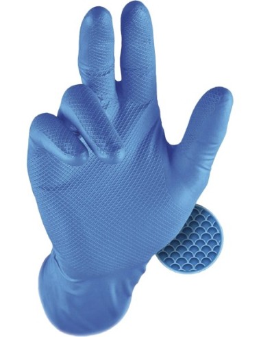 Guante grippaz 306db talla 7/s desechable azul c50 de pip