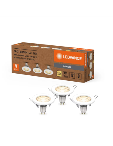 Lampara led gu10 2,60w 230l m2700k blanco de ledvance caja de 3 unidades