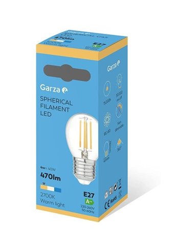 Bombilla led fil esf 3,4we27 470lm 2700k de garza caja de 6 unidades