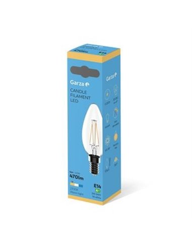 Bombilla led fil vela 3,4we14 470lm2700k de garza caja de 6 unidades