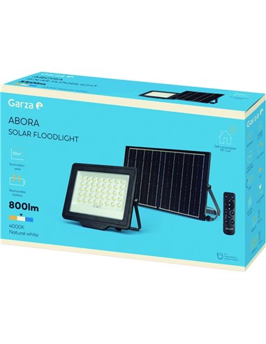 Foco exterior led solar abora 800lm 4000k de garza