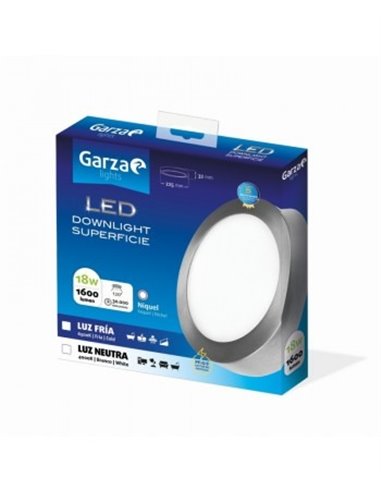 Downlight cirular superficie ø225 18w 4000k niquel de garza