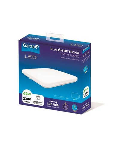 Plafon led cuadrado ø330mm 24w 1900lm 6500k de garza