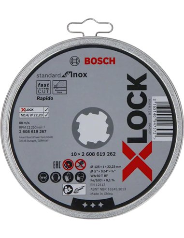 Disco x-lock standard inox 125x1mm lata 10 de bosch construccion / industria